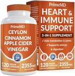 5-in-1 Ceylon Cinnamon Capsules 2355mg - Ceylon Cinnamon and Apple Cider Vinegar Capsules - Turmeric and Panax Ginseng Capsules - Cinnamon Supplements with Bioperine, 120 ct