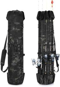 Wowelife Fishing Rod Bag Black Camo, Fishing Rod Case Carrier Bag, Upgraded Fishing Pole Bag Backpack for Fishing and Traveling, A Fishing Gifts for Men, Father and Friends