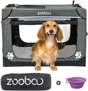 Zooba 30" Portable Soft Dog Crate for Medium Dogs - Collapsible Travel Kennel with Carry Bag, Foldable Cage with Durable Textilene Mesh Door, Plush Bed - Ideal for Home or Travel - Charcoal Gray