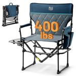 TIMBER RIDGE Heavy Duty Camping Chair with Compact Size, Portable Directors Chair with Side Table and Pocket for Camping, Lawn, Sports and Fishing, Supports Up to 400lbs,Navy