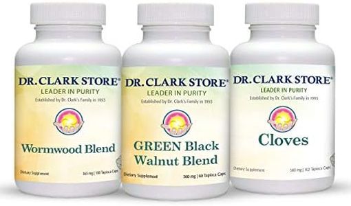 Dr. Clark Store Intestine Support Kit - With Freeze-Dried Green Hulls from Black Walnuts, Freshly Milled Wormwood, and Freshly Ground Cloves-Helps Maintain Optimum Intestinal Function