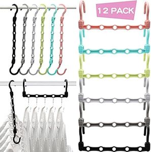 Closet Organizers and Storage,12 Pack Sturdy Hanger for Heavy Clothes,Upgraded Space Saving Hangers,Magic Closet Organization Clothe Hanger,College Dorm Room Essentials