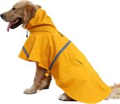 KUTKUT Dog Raincoat Adjustable Pet Water Proof Clothes Lightweight Rain Jacket Poncho Hoodies with Reflective Strip for Small Medium Large Dogs (SIZE: XL, Yellow)