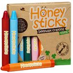 Honeysticks Natural Beeswax Crayons - Classic Crayon Size and Shape for a Developed Pencil Grip - 8 Vibrant Colours - Child Safe, Non Toxic Crayons for Kids - Food Grade Colourings - 8 Pack