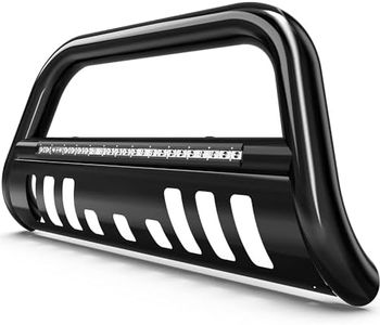YITAMOTOR Bull Bar Compatible with 2005-2021 Nissan Frontier w/LED Light Bar, 3" Tubing Brush Guard Pickup Truck Front Bumper Push Bar w/Grille Skid Plate