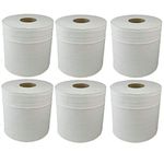 KING KARAN® White 6 X Paper Rolls - 2 Ply Embossed Centre Feed - Hand Kitchen Towel Tissue Rolls