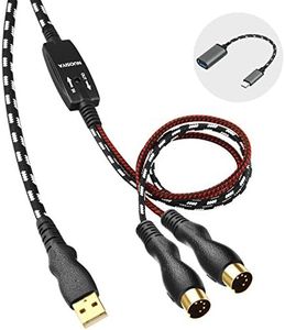 NUOSIYA MIDI Cable, MIDI to USB Interface Cable 4.5FT,MIDI Interface in-Out to USB Cord Adapter with Indicator for Piano Keyboard to PC Mac Laptop,Arranger Keyboard Tool