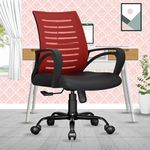 beAAtho® Verona Mesh Mid-Back Ergonomic Home Office Chair | 3-Years Limited Warranty Included | Tilting & Height Adjustable Mechanism, Heavy Duty Metal Base | Ideal for Office Work & Study (Red)