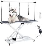 GarveeLife 50" Electric Dog Grooming Table - Adjustable Height 9"-40", Wireless Remote& Hand Control, 330Lb Capacity, Anti-Slip Wheels, for Large Dogs/Cats/Pet, White