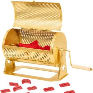 AMOEJOV Raffle Drum Holds 2500 Tickets, Metal Professional Raffle Ticket Spinning Cage with Sealing Tape, Silent Design Wooden Turning Handle. for Games,Company Parties Raffle,Casinos