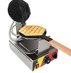 NicoPower Bubble Waffle Maker for Egg Puff and Hong Kong Waffles | Stainless Steel with Improved Manual Thermostat | 1 Large Hexagon Shaped Waffle | 110V | RED