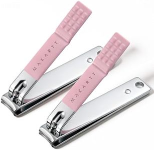 Makartt Nail Clippers - Sharp Nail Cutters, Fingernail & Toenail Clippers for Thick Nails, Curve Edge Portable Nail Clipper Set for Men & Women, Stainless Steel (Pink 2pcs)