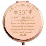 50th Birthday Gift for Woman Rose Gold Stainless Steel Compact Makeup Mirror 50 Years Old Birthday Present Inspiration Gift Behind You All Your Mermories with Gift Box