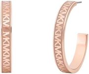 Michael Kors Women's MK Logo Pink and Rose Gold-Tone Brass Hoop Earrings (Model: MKJC0026D791)