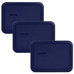 Pyrex 7210-PC Rectangle Dark Blue 3 Cup Storage Lid for Glass Dish (3, Dark Blue)