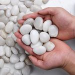 2 Lb Pebbles, White Natural Polished Decorative Stones River Pebbles for Flowerpot, Garden and Aquarium Decoration