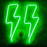 Green Lightning Bolt Neon Sign for Wall Decor,Neon Lightning Battery Powered for Kids Room Decor,Lightning Led Neon Signs Lights for Game Room Bedroom Bar Birthday Party, Gifts for Friends