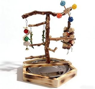 Mtiemxig Wooden Bird Play Stand with Tray for Cockatiels and Parakeets