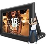 Holiday Styling Inflatable Projector Screen - 16 Ft Blow Up Cinema & Outdoor Stand - Portable Screens w/ Front or Rear Movie Projection & Bonus Storage Bag