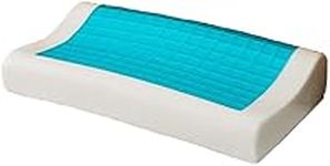 D4P Contour Cooling Gel Pillow Orthopaedic Memory Foam Pillows - Cervical Pillow for Side Back Stomach Sleepers with Washable Hypoallergenic Cover - Relieves Back Head Neck Shoulder Pain