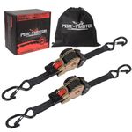 Porotmotor 2 Pack Retractable Ratchet Straps (1" × 10'), 1500LBS Break Strength Ratchet Tie Down Straps Heavy Duty Auto Retracting Ratchet Straps for Motorcycle, Trailers, Boats, ATVs, UTVs