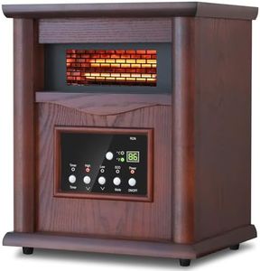 LifePlus Electric Infrared Space Heaters for Indoor Room Use, 1500W Box Space Heater with Wood Frame, Remote Control and Timer, Multiple Security Protections, Nice for Living Room Home Office