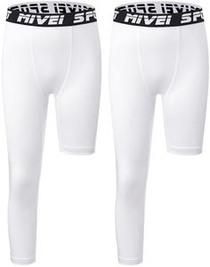 MIVEI Youth Boys One Leg Compression Pants - 3/4 Kids Basketball Tights Girls Football Soccer Leggings Sports Base Layer