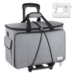 JJRING Rolling Sewing Machine Case with Wheels, Detachable Sewing Storage and Transport Tote, Trolley Tote Bag for Most Standard Machines and Painting Accessories