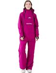 OUKAFU Women One Pieces Ski Suits Waterproof Ski Jumpsuits Winter Onesies Snowsuits Snowboard Coveralls for Snow Sports, Purple, X-Large