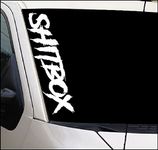 Shitbox Windshield Banner Sticker Funny Vinyl Decal Sticker Cars Trucks Window Bumper Sticker | White | 23x4in