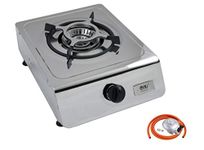 NJ-100SD Portable Gas Stove 1 Burner Stainless Steel Catering 4.0kW Indoor Regulators (Butane 21mm Clip-on)