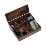 Mind Reader Valet Dresser Organizer, Jewelry Tray, Mens Accessory, Bedside Caddy, Bedroom Org, Wood, 30.5Lx25.4Wx10Hcm, Brown