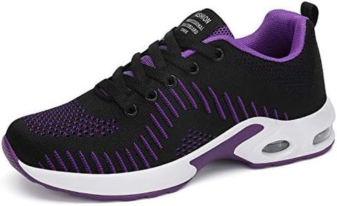 FLARUT Running Shoes Womens Lightweight Fashion Soprt Sneakers Casual Walking Athletic Non Slip(PurpleBlack, EU42)