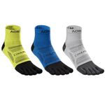 Azarxis Toe Socks Running Socks for Women Men Athletic Five Finger Socks Low Cut Ankle Crew Quarter Sock 3 Pairs (E4840# Yellow Green + Royal Blue + Gray, Quarter, L)