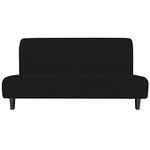 Easy-Going Stretch Sofa Slipcover Armless Sofa Cover Furniture Protector Without Armrests Slipcover Soft with Elastic Bottom for Kids Spandex Jacquard Fabric Small Checks(Futon,Black)