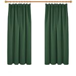 Deconovo Pencil Pleated Blackout Curtains Bedroom Thermal Insulated Curtains for Kids 46 x 54 Inch Forest Green 1 Pair