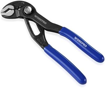 WORKPRO 5-Inch Water Pump Pliers, Premium CR-V Construction Quick Adjust Groove Joint Pliers, V-Jaw Quick Release Push Lock with Comfortable Grips