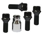 XtremeAuto® 4X Black Locking Anti Theft WHEEL lockers Security NUTS BOLTS TAPERED SEAT FIXING M12 x 1.5 for original or Aftermarket Alloy Wheels