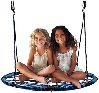 PlayVibe Spider Web Tree Swing – 40 Inch Saucer Swing for Kids Outdoor – Round Disc Swing with 800Lb Weight Capacity, 900D Oxford Waterproof Fabric, & Hanging Straps (Blue)