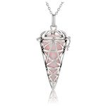 JOVIVI Rose Quartz Reiki Healing Crystal Locket Pendant Necklace Pink Gemstone Hexagonal Pointed Necklace Pendulum Dowsing Divination Jewellery for Women