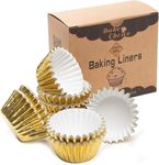 Bake Choice Non Stick 400pcs Gold Mini Cupcake Liners for Baking, Cupcake Liner, Foil Cupcake Liners, Mini Muffin Liners, Greaseproof Parchment Paper Muffin Liners for Valentine's Day