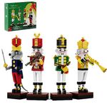 Millionspring 4 Pcs Christmas Nutcracker Building Block Set, Drummer/Trumpeter/Violin/Mouse King Figure Toy Ornament 21CM High, Christmas for Girls Boys 8-14 Years Old, 2023 New (697 Pcs)