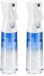 2 Pcs Continuous Spray Bottles, 10 oz/300 ml Fine Misting Water Spray Bottles, Refillable Empty Plastic Spray Bottles, Sprayer Water Bottles for Curly Hair Styling Skin Care Cleaning, Gradient