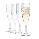 Pure Durability Plastic Champagne Flutes Glasses Unbreakable Reusable Set of 4 170ml