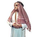 Adult Men Arab Head Scarf Keffiyeh Middle East Desert Shemagh Wrap Muslim Headwear Arabian Costume Accessories, Red, 55"