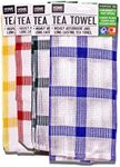 [4PK] Home Master Tea Towel Waffle, Yellow, Blue, Red & Black Colors, Highly Absorbent & Long Lasting Tea Towel, Convenient & Fast Drying, Easy to Dry Dishes and Kitchen Mess (38cm X 62cm)