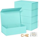 RYDDOY 5 Pack Turquoise Gift Box, 12x6x4'' Gift boxes for Presents with Lids Magnetic Closure Rectangle Collapsible for Bridesmaid Proposal Box, Wedding