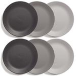 US Acrylic Everest Ultra-Durable Plastic 10 inch Dinner Plates in Grey Stone | Set of 6 Reusable, BPA-Free, Made in The USA, Dishwasher Safe Dinnerware