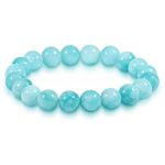 VDKIDKT Chakra Healing Bracelet 10mm Natural Aquamarine Beads Bracelet for Women Men Crystal Healing Stone Bracelet for Calming Energy and Wisdom (Aquamarine)