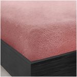 GC GAVENO CAVAILIA Teddy Fleece Plain King Size Fitted Sheets, Thermal Warm Sherpa Plush Soft Fluffy Cuddly Fitted Sheets King Size, Pink